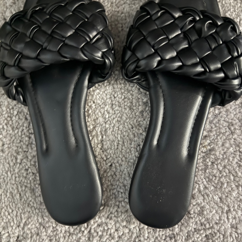 A New Day Black Braided Slide Sandals